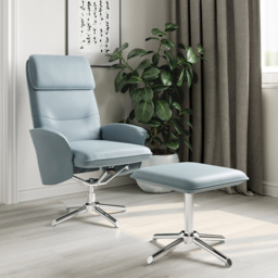 Dorel Belding Grey Faux Leather Recliner Chair with Footstool - Size: 102 x 70 x 104cm - light grey - Wilko - thumbnail 7