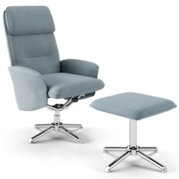 Dorel Belding Grey Faux Leather Recliner Chair with Footstool - Size: 102 x 70 x 104cm - light grey - Wilko - thumbnail 3