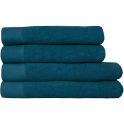 furn. Textured Cotton Blue Bath Towels and Sheets Set of 4 - Size: 29 x 30 x 38cm - Wilko
