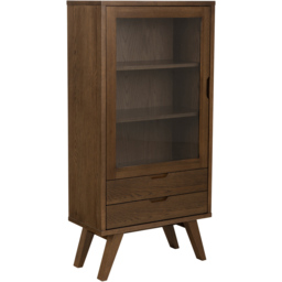 Florence A Line 2 Drawer Single Door Smoked Oak Display Cabinet - Brown - Furniture To Go - Wilko - thumbnail 3