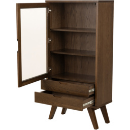 Florence A Line 2 Drawer Single Door Smoked Oak Display Cabinet - Brown - Furniture To Go - Wilko - thumbnail 7