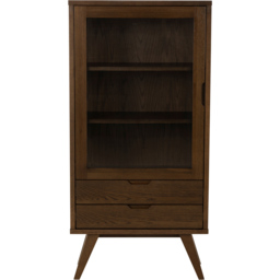 Florence A Line 2 Drawer Single Door Smoked Oak Display Cabinet - Brown - Furniture To Go - Wilko - thumbnail 4