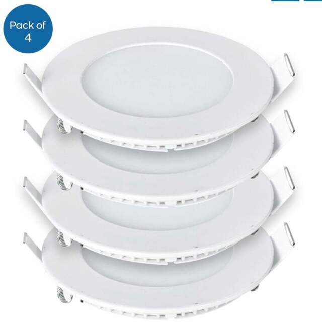 ENER-J 3W 3000K Recessed Round LED Mini Panel Downlight 4 Pack - Size: 10 x 12.8 x 3cm - White - Wilko - image 1