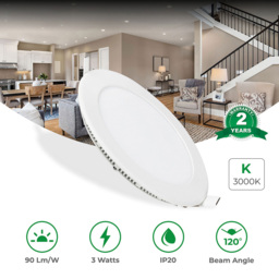 ENER-J 3W 3000K Recessed Round LED Mini Panel Downlight 4 Pack - Size: 10 x 12.8 x 3cm - White - Wilko - thumbnail 6