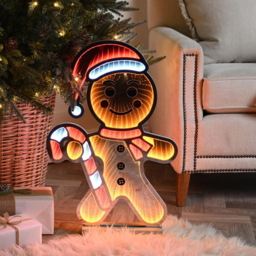 Samuel Alexander Orange and White LED Light Up Gingerbread Man Infinity Christmas Decoration 60cm - Size: 60cm x 40cm x 40cm - Multi - Wilko - thumbnail 4