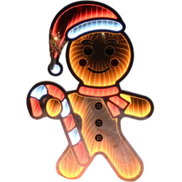 Samuel Alexander Orange and White LED Light Up Gingerbread Man Infinity Christmas Decoration 60cm - Size: 60cm x 40cm x 40cm - Multi - Wilko - thumbnail 3