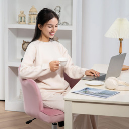 Portland Pink Wide Seat Armless Office Chair with Tilt Function - Size: 88 x 62 x 66cm - Wilko - thumbnail 7