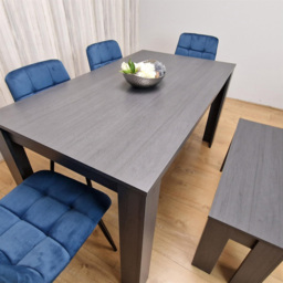 Kosy Koala 6 Seater Velvet Arrow Design Dining Bench Set Dark Grey and Blue - Portland - Wilko - thumbnail 7