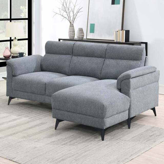 Brooklyn Roxy 3 Seater Right Hand Chaise Sofa - Grey - Wilko - image 1