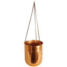 Leaf Artificial Evergreen Fern Plant in Hanging Copper Planter 60cm - Size: 60 x 70 x 70cm - Wilko - thumbnail 4