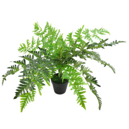 Leaf Artificial Evergreen Fern Plant in Hanging Copper Planter 60cm - Size: 60 x 70 x 70cm - Wilko - thumbnail 5
