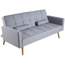 Home Source 3 Seater Folding Sofa Bed with Wooden Legs - Grey - Wilko - thumbnail 3