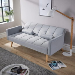 Home Source 3 Seater Folding Sofa Bed with Wooden Legs - Grey - Wilko - thumbnail 4