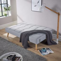 Home Source 3 Seater Folding Sofa Bed with Wooden Legs - Grey - Wilko - thumbnail 6