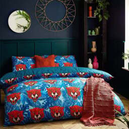 furn. Untamed Single Blue Cheetah Botanical Duvet Cover Set - Wilko - thumbnail 1