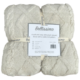 Bellissimo Cable Knit Natural Jacquard Fleece Throw 200 x 140cm - Cream - Wilko - thumbnail 4