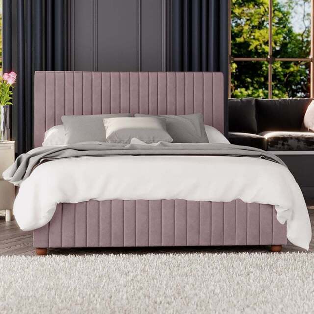 Laurence Llewelyn-Bowen Estella Single Blush Plush Velvet Ottoman Bed - Pink - Wilko - image 1