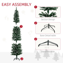 Everglow Snow Dipped Green Artificial Christmas Pencil Tree 6.5ft - Size: 7ft - Wilko - thumbnail 7