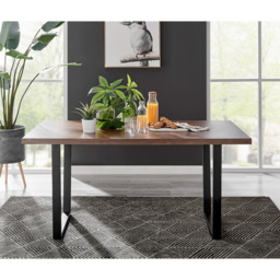 Furniturebox Solo Cesano 6 Seater Dining Set Brown Navy Blue and Black - Wilko - thumbnail 3