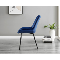Furniturebox Solo Cesano 6 Seater Dining Set Brown Navy Blue and Black - Wilko - thumbnail 7