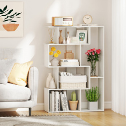 Costway 6 Shelf White Geometric Bookshelf with Anti-tip Kits - Wilko - thumbnail 4