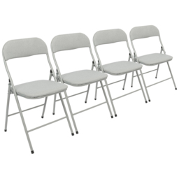 Harbour Housewares Set of 4 Grey Fabric Padded Metal Foldable Chair - Wilko - thumbnail 3