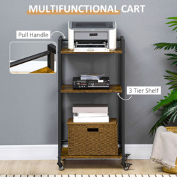 Portland 3 Tier Rustic Brown Printer Stand - Size: 50 x 35 x 100.5cm - Wilko - thumbnail 6