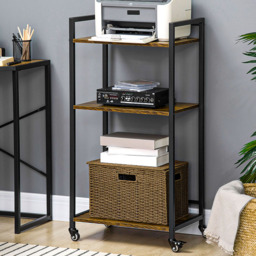 Portland 3 Tier Rustic Brown Printer Stand - Size: 50 x 35 x 100.5cm - Wilko