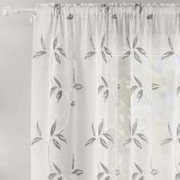 Enhanced Living Oasis Grey Embroidered Leaf Design Sheer Rod Pocket Voile Panels 140 x 122cm - Tyrone Textiles - Wilko - thumbnail 3