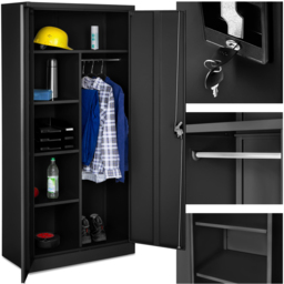 Tectake Black Filing Cabinet with 6 Shelf Compartment and Rail - Size: 180 x 40 x 80cm - Wilko - thumbnail 3