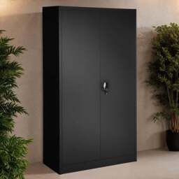 Tectake Black Filing Cabinet with 6 Shelf Compartment and Rail - Size: 180 x 40 x 80cm - Wilko