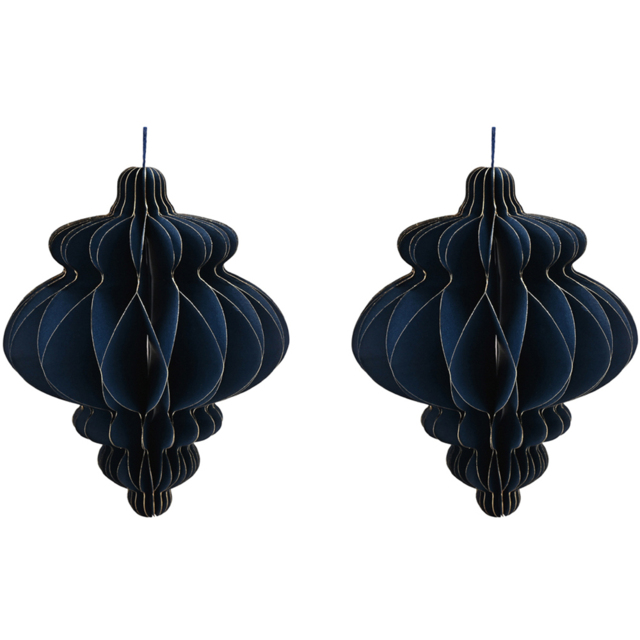 The Seasonal Gift Co Dark Blue Paper Ornate Bauble with Gold Edge 15cm 2 Pack - The Seasonal Gift Co. - Wilko - image 1