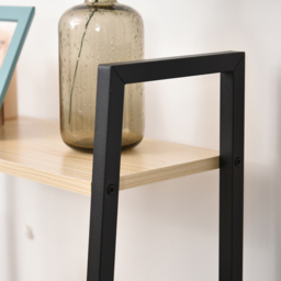 Portland 4 Shelf Vintage Black Natural Ladder Bookcase - Cream - Wilko - thumbnail 4