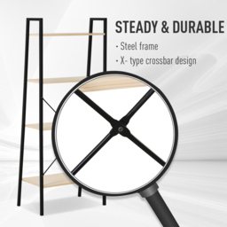 Portland 4 Shelf Vintage Black Natural Ladder Bookcase - Cream - Wilko - thumbnail 6
