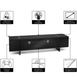 AVF Edge Black Drop Door TV Unit - Size: 39.6 x 160 x 38cm - Wilko - thumbnail 6