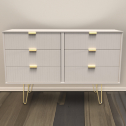 Crowndale Linear 6 Drawer Kashmir Matt Chest of Drawers Ready Assembled - Cream - Wilko - thumbnail 1