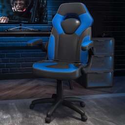 FWStyle X10 Black and Blue Faux Leather Racer Style Gaming Chair - Size: 117 x 67 x 63cm - Wilko - thumbnail 1