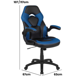 FWStyle X10 Black and Blue Faux Leather Racer Style Gaming Chair - Size: 117 x 67 x 63cm - Wilko - thumbnail 7