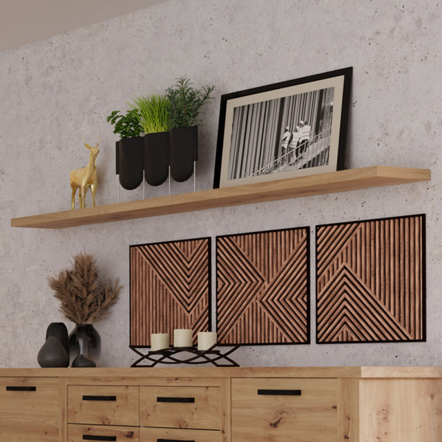 Florence Corona Artisan Oak Floating Wall Shelf 200cm - Size: 3.8 x 200 x 25cm - Brown - Furniture To Go - Wilko - image 1