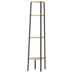 vidaXL 4 Shelf Light Brown Wood and Steel Corner Bookcase - Wilko - thumbnail 5