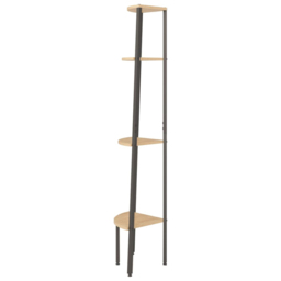 vidaXL 4 Shelf Light Brown Wood and Steel Corner Bookcase - Wilko - thumbnail 4
