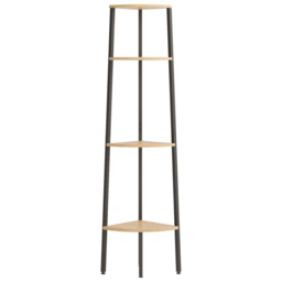 vidaXL 4 Shelf Light Brown Wood and Steel Corner Bookcase - Wilko - thumbnail 3