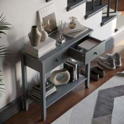 VIDA DESIGNS Windsor 2 Drawer Grey Console Table - Size: 30 x 80 x 74cm - Wilko - thumbnail 6