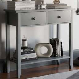 VIDA DESIGNS Windsor 2 Drawer Grey Console Table - Size: 30 x 80 x 74cm - Wilko - thumbnail 1