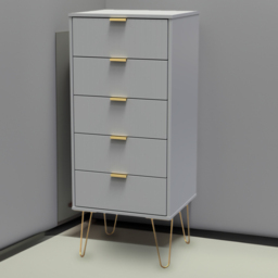 Crowndale 5 Drawer Dusk Grey Chest of Drawers Ready Assembled - Wilko - thumbnail 1