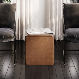 Bronx Tan Faux Leather Side Table - Size: 480 x 460 x 460cm - Brown - LPD Home - Wilko - thumbnail 6