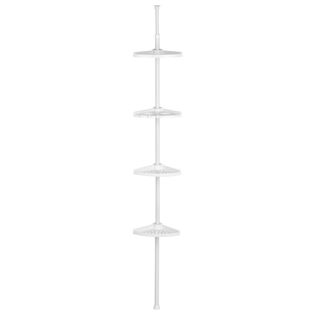 Premier Housewares White 4 Tier Spring Mount Shelf Unit - Size: 20 x 20 x 250cm - Wilko - image 1