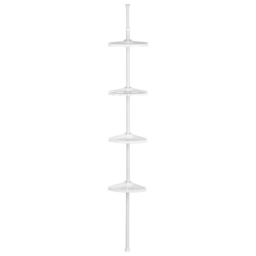 Premier Housewares White 4 Tier Spring Mount Shelf Unit - Size: 20 x 20 x 250cm - Wilko