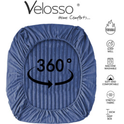 Velosso King Size Navy Jumbo Cord Fitted Bed Sheet - Wilko - thumbnail 5