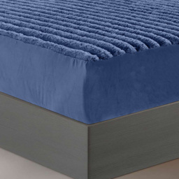 Velosso King Size Navy Jumbo Cord Fitted Bed Sheet - Wilko - thumbnail 4